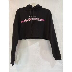 Forever 21 x Playstation Black Crop Hoodie Japanese Katakana Logo Medium